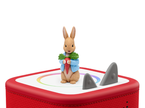Peter Rabbit Tonie on a red Toniebox 2 ready to play audio stories and songs