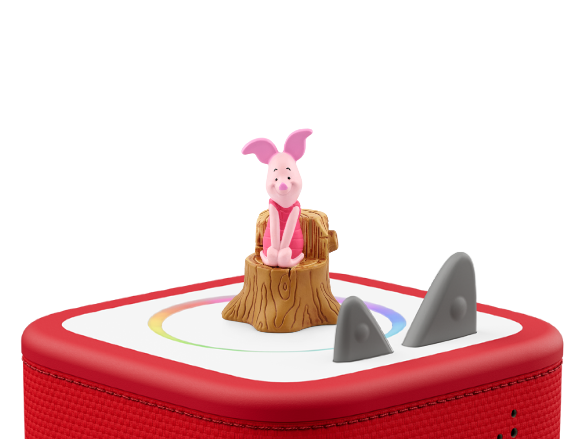 Disney Piglet Tonie on a red Toniebox 2 ready to play audio stories and songs