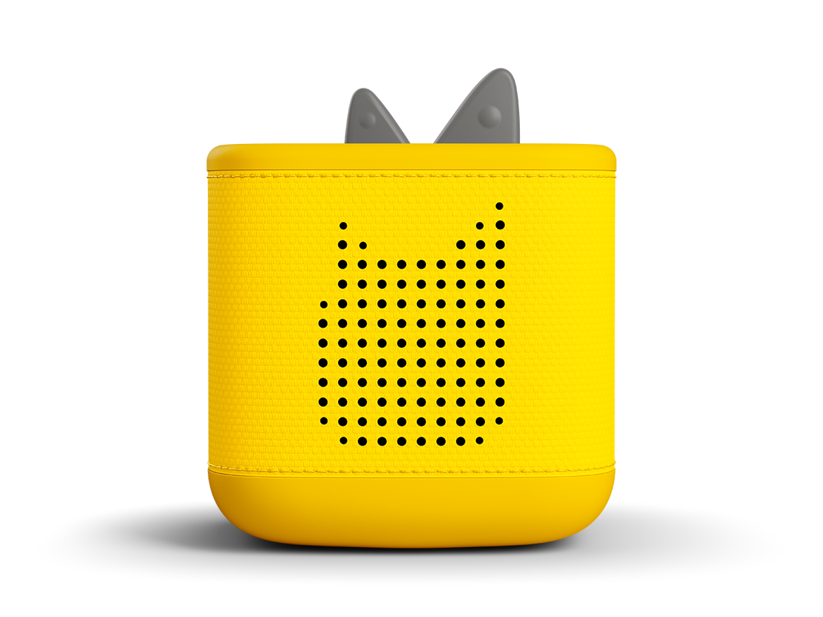 front view of the toniebox 2 in lightning yellow limited edition