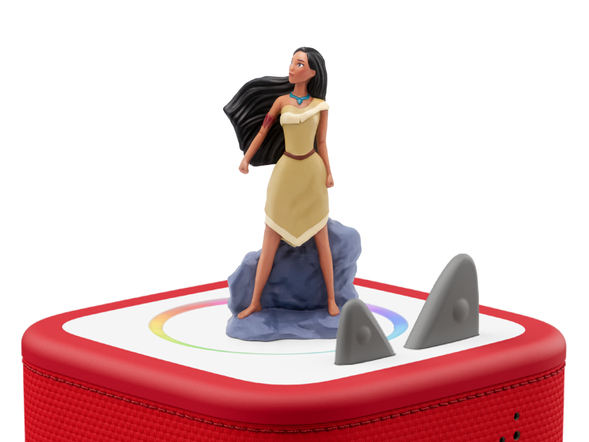 Disney Pocahontas Tonie on a red Toniebox 2 ready to play audio stories and songs