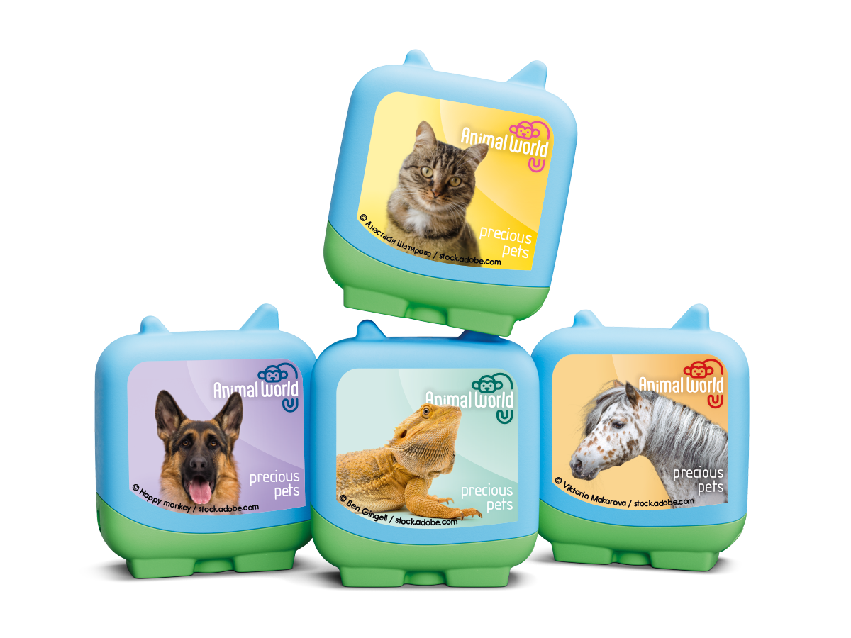 Animal World Precious Pets Clever Tonies - 4 Pack stacked together displaying the full set available