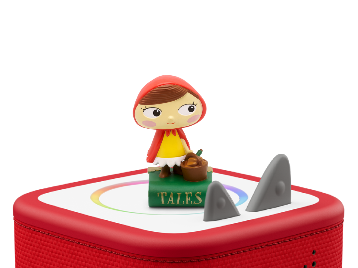 Favourite Tales: Red Riding Hood and Other Fairy Tale Stories Tonie on a red Toniebox 2 ready to play audio stories and songs