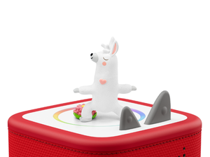Mindfulness: Yoga with Sara the Llama Tonie on a red Toniebox 2 ready to play audio stories and songs