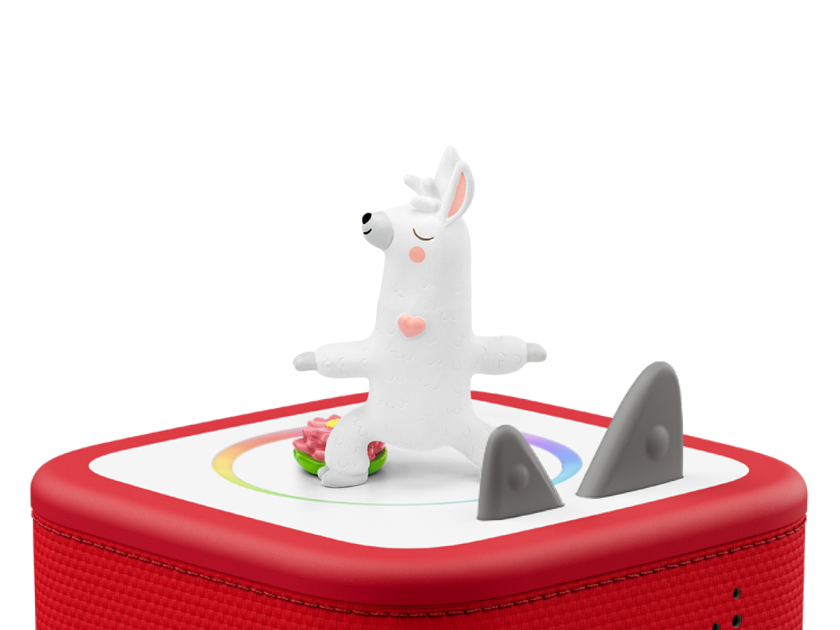 Mindfulness: Yoga with Sara the Llama Tonie on a red Toniebox 2 ready to play audio stories and songs