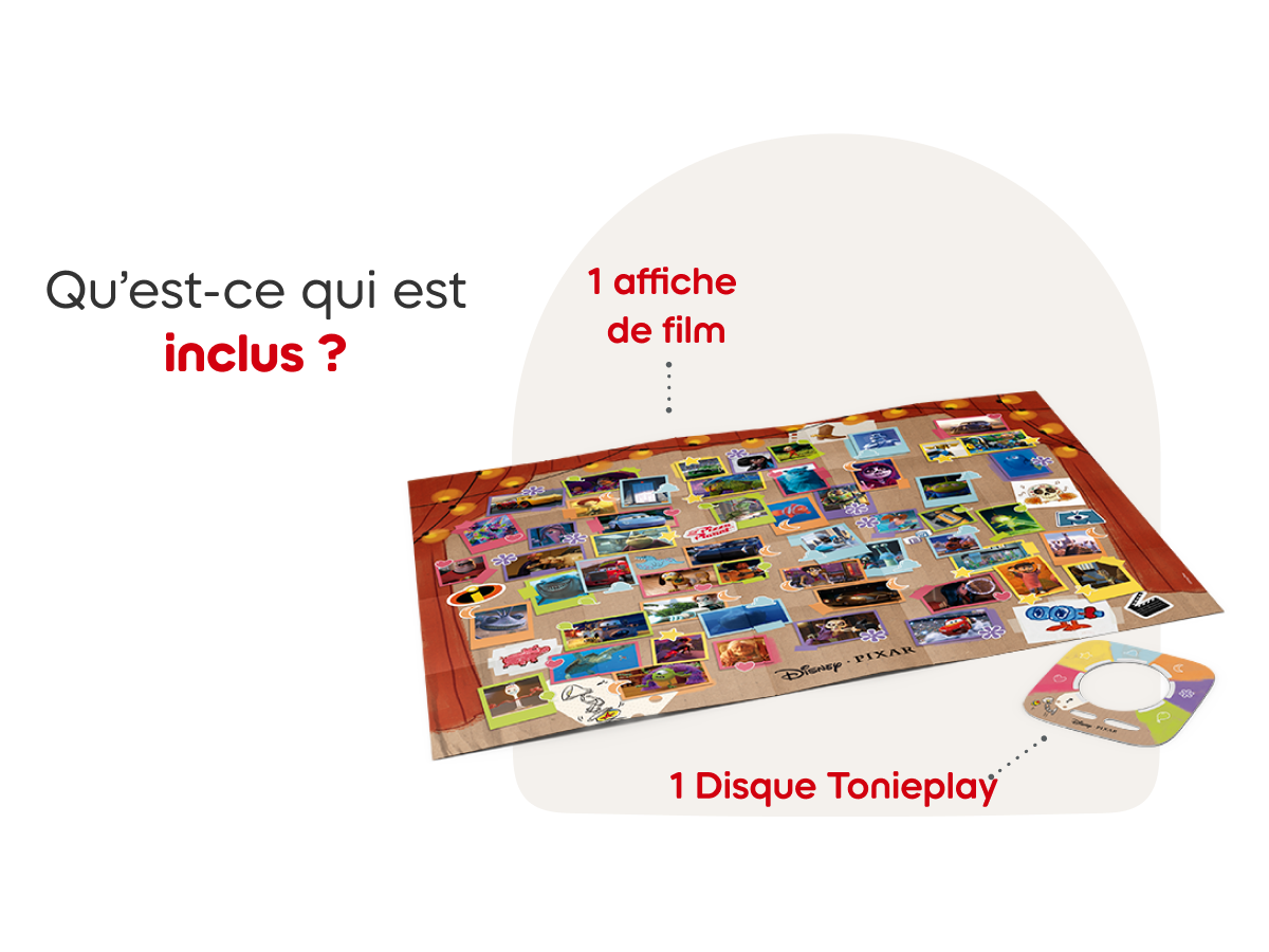 what is included in the french Tonieplay Disney Pixar-Scene Searchers box