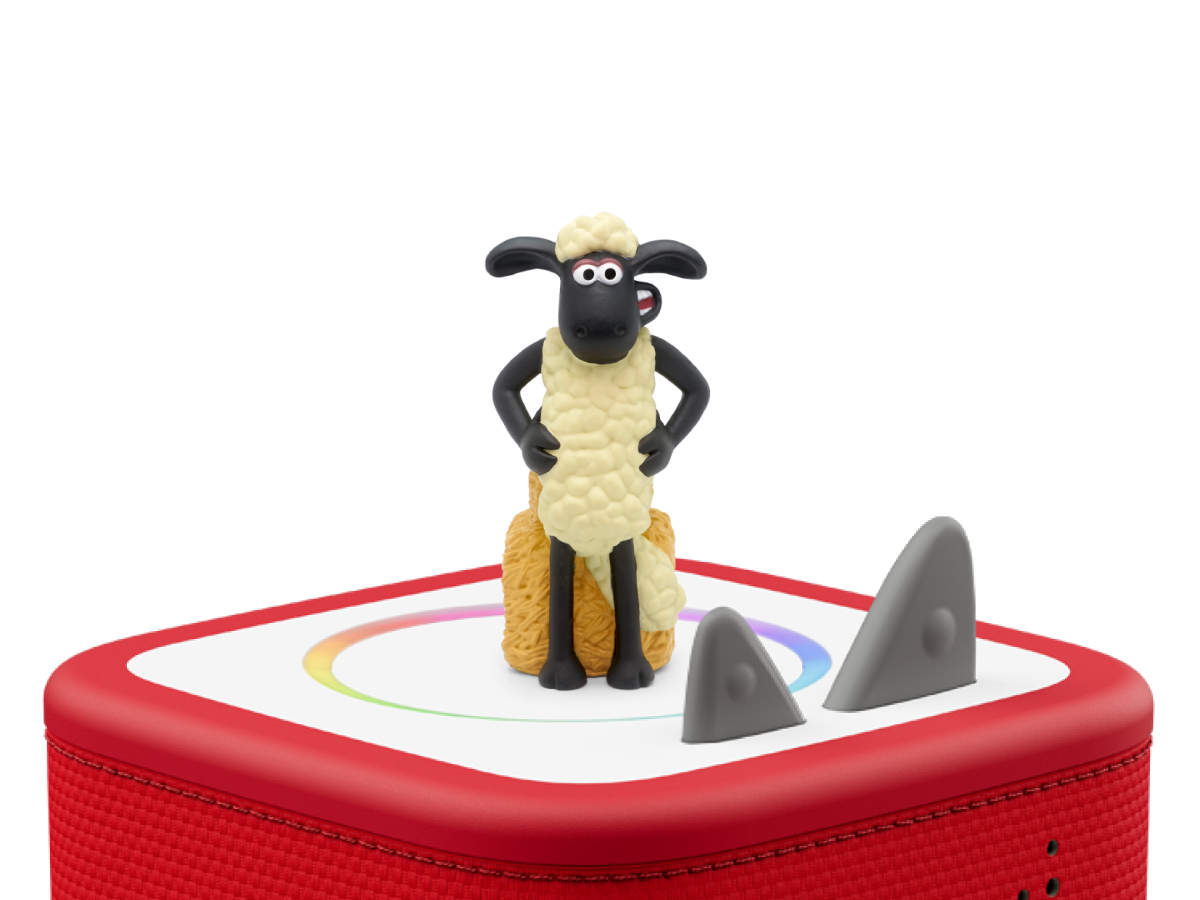 The Farmer's Llamas- Shaun the Sheep Tonie on a red Toniebox 2 ready to play audio stories and songs