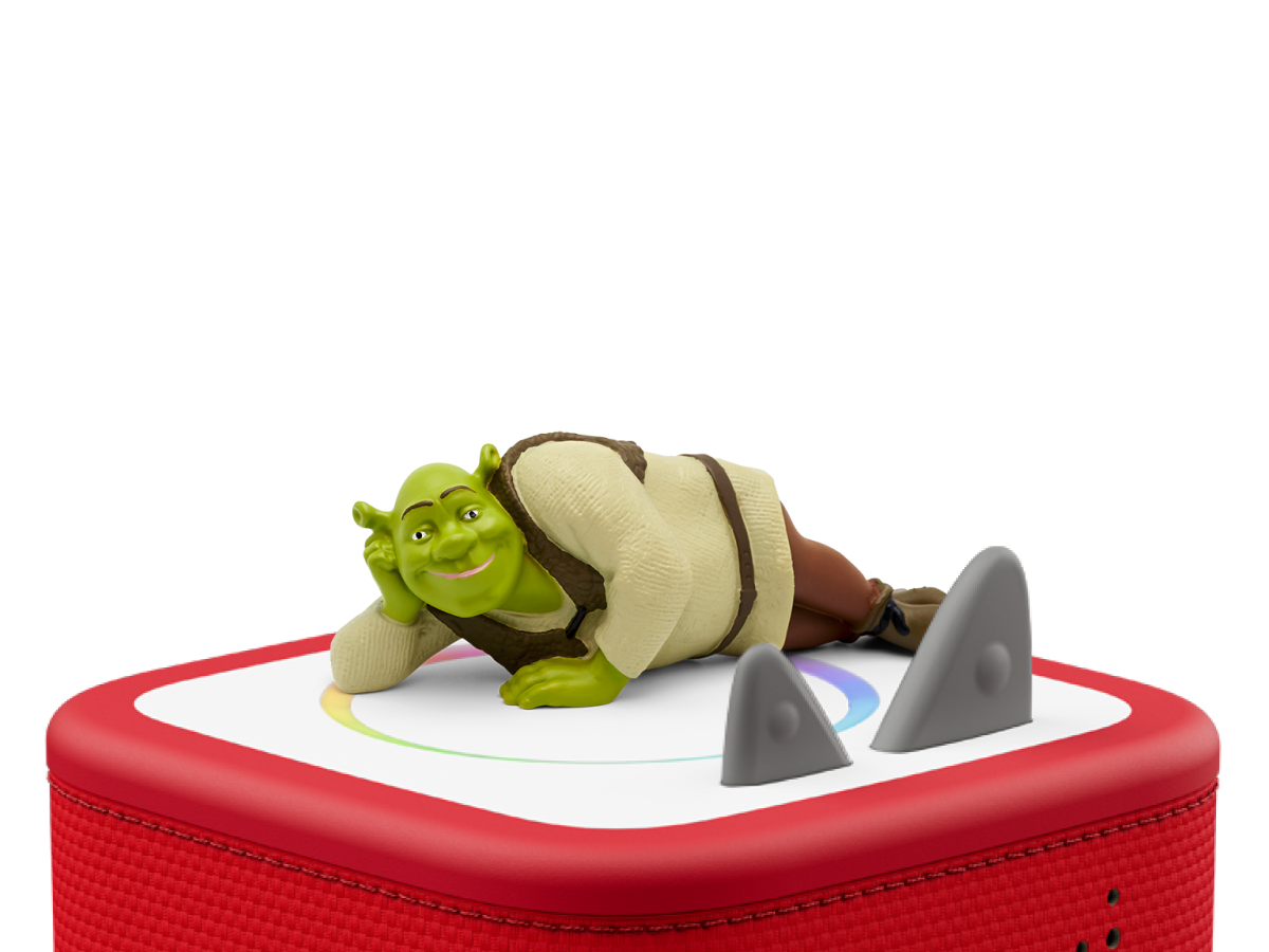 Shrek Tonie on a red Toniebox 2 ready to play audio stories and songs