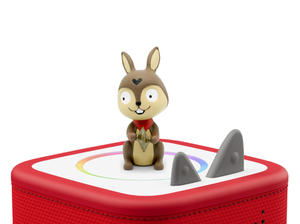 Favourite Children's Songs: Sing-Along Songs Tonie on a red Toniebox 2 ready to play audio stories and songs