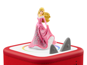 Disney Sleeping Beauty Tonie on a red Toniebox 2 ready to play audio stories and songs