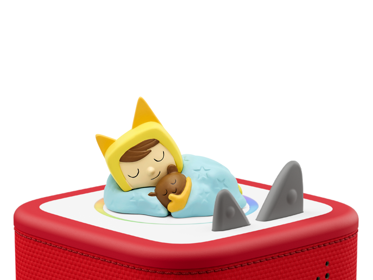 Sleepy Creative Tonie on a red Toniebox 2 ready to play audio stories and songs
