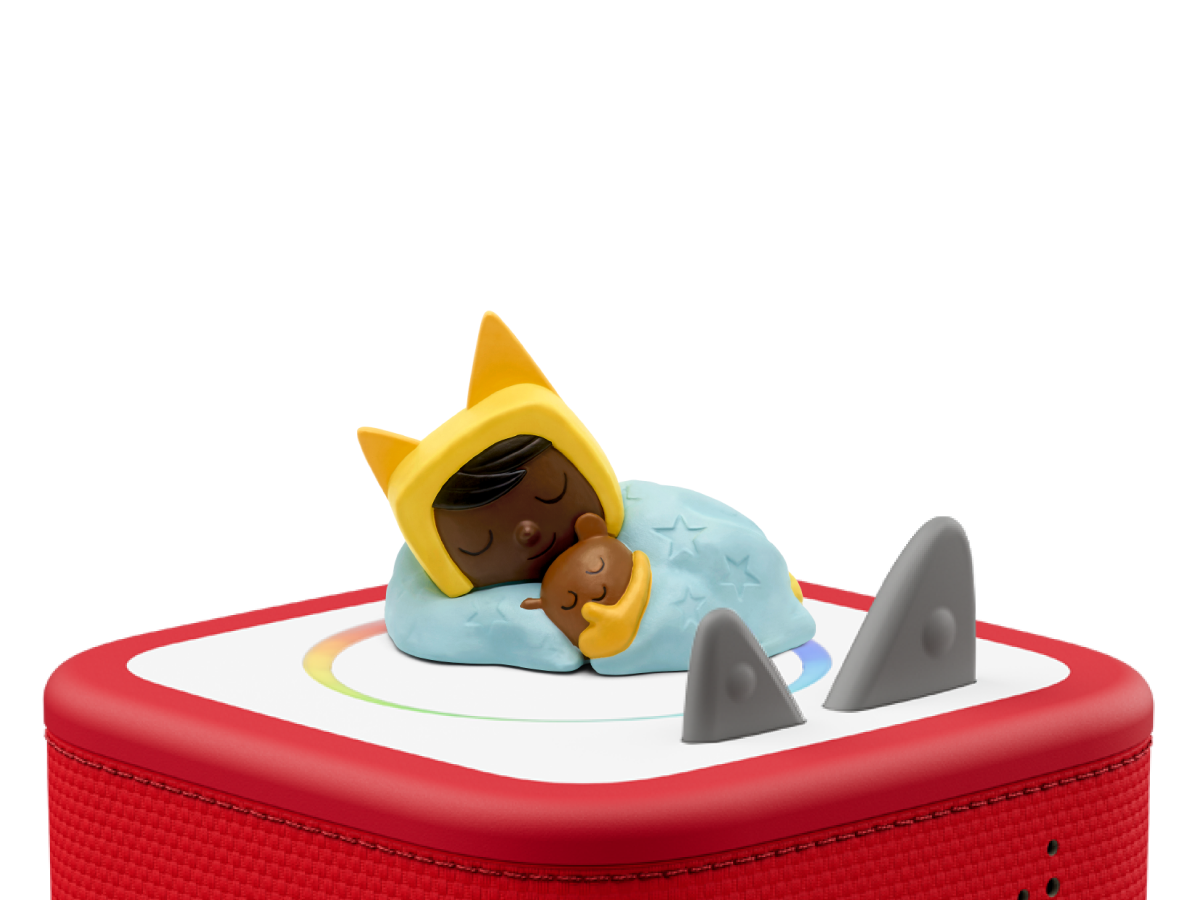 Sleepy Creative-Tonie on a red Toniebox 2 ready to play audio stories and songs