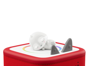 Sleepy Penguin: White Noise from the Ocean Tonie on a red Toniebox 2 ready to play audio stories and songs