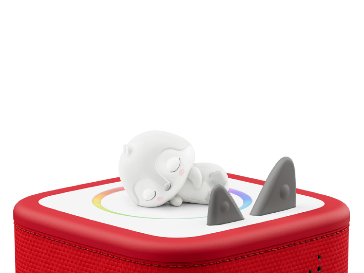 Sleepy Penguin: White Noise from the Ocean Tonie on a red Toniebox 2 ready to play audio stories and songs