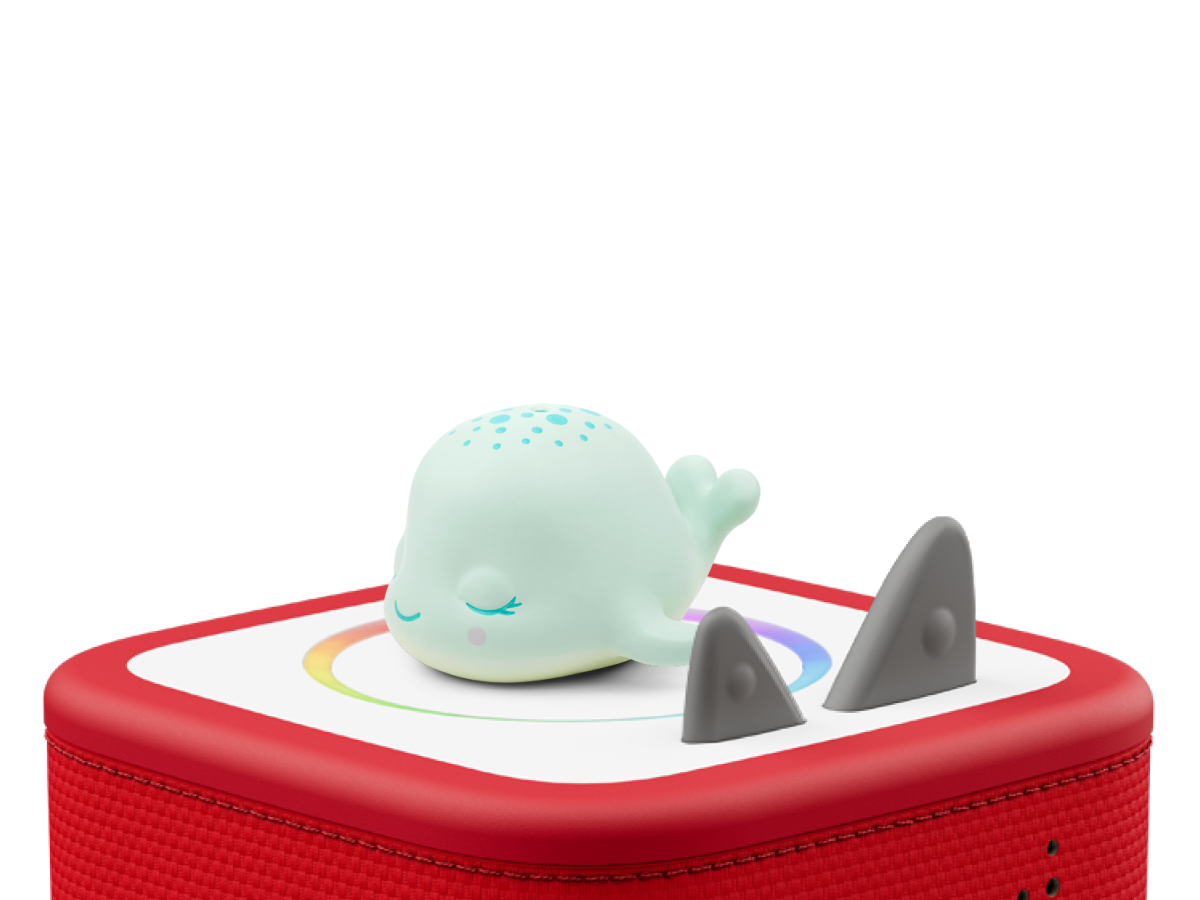 Sleepy Whale: Lullabies from the Ocean Tonie on a red Toniebox 2 ready to play audio stories and songs