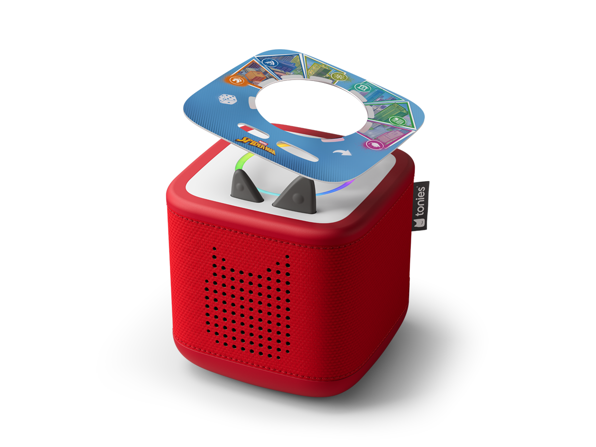 Tonieplay-Spider_Man Disc on red Toniebox 2 an audio player for kids