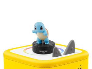 Pokémon Squirtle Tonie on a yellow Toniebox 2 ready to play audio stories and songs