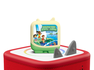 Sunspeed Explorers Clever Tonie on a red Toniebox 2 ready to play audio stories and songs