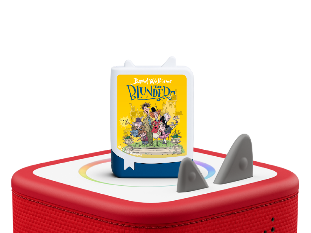 David Walliams: The Blunders Book Tonie on a red Toniebox 2 ready to play audio stories and songs