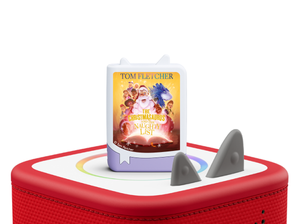 Tom Fletcher: The Christmasaurus and the Naughty List Book Tonie on a red Toniebox 2 ready to play audio stories and songs