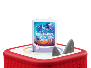 Tom Fletcher: The Christmasaurus and the Winter Witch Book Tonie on a red Toniebox 2 ready to play audio stories and songs