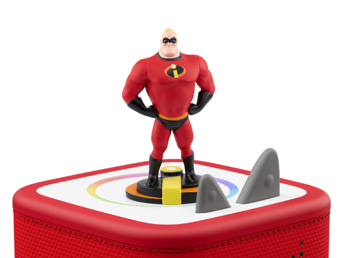 Disney & Pixar The Incredibles Tonie on a red Toniebox 2 ready to play audio stories and songs