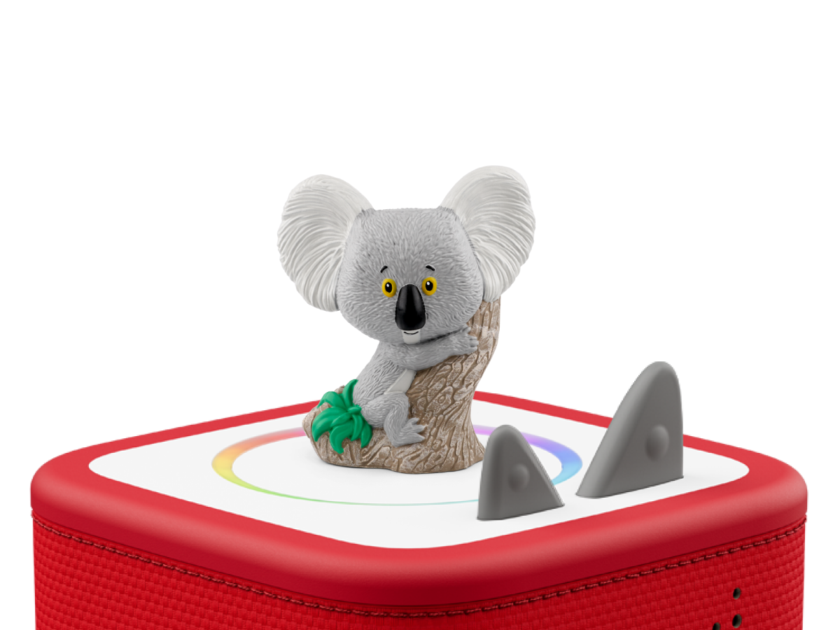 The Koala Who Could Tonie on a red Toniebox 2 ready to play audio stories and songs