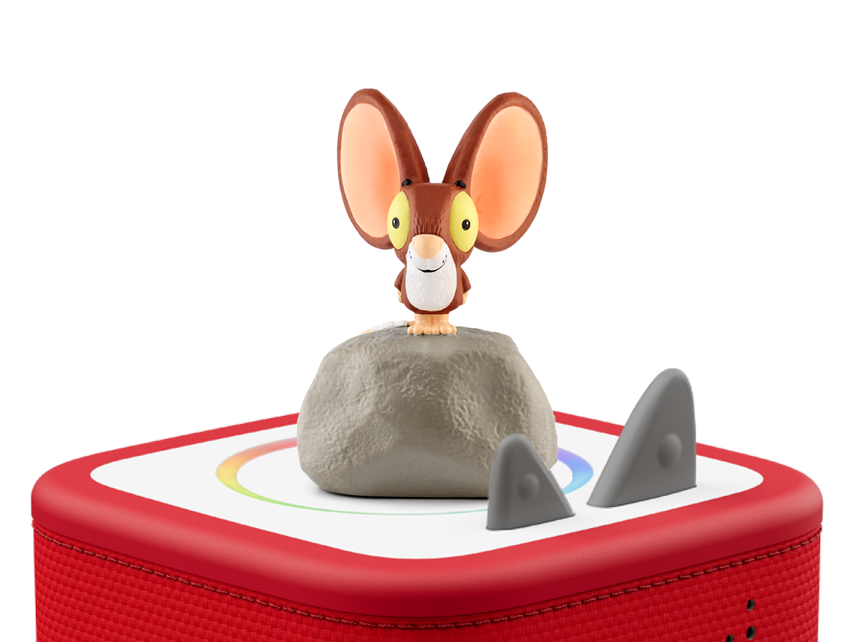 The Lion Inside Tonie on a red Toniebox 2 ready to play audio stories and songs