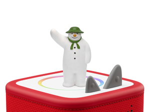 The Snowman & the Snow Dog Tonie on a red Toniebox 2 ready to play audio stories and songs