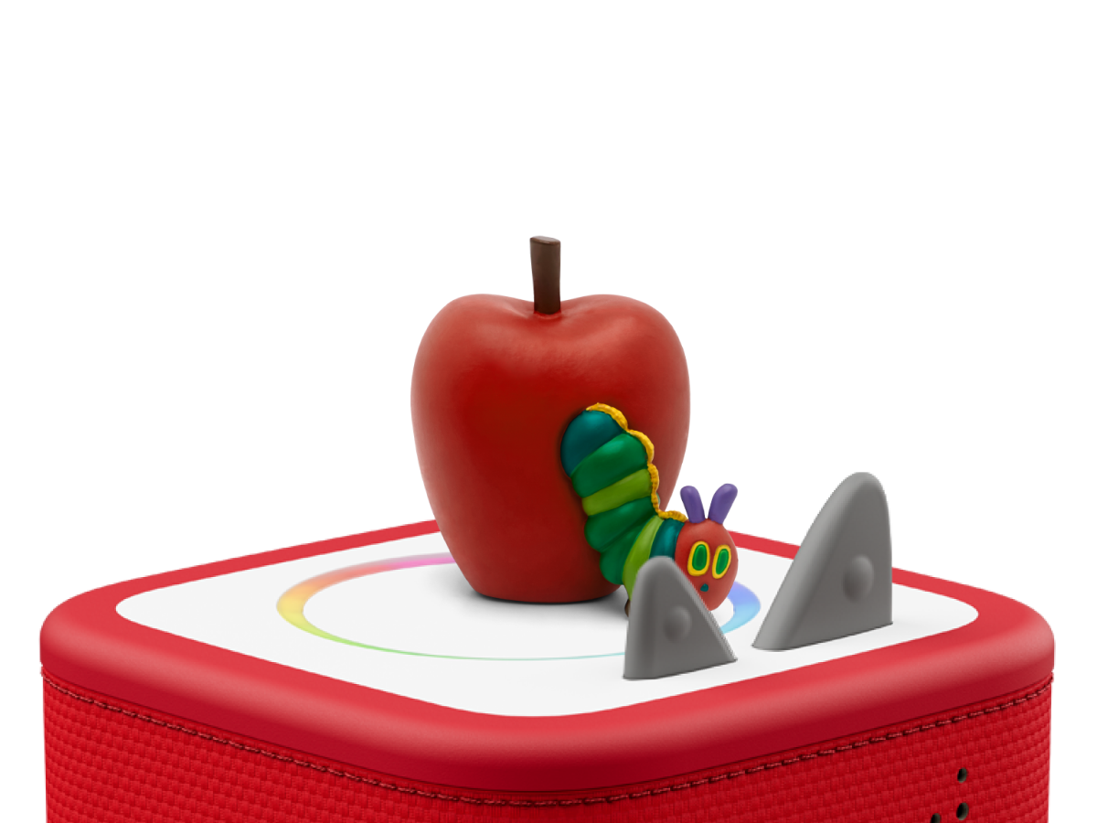 The Very Hungry Caterpillar & Friends Tonie on a red Toniebox 2 ready to play audio stories and songs