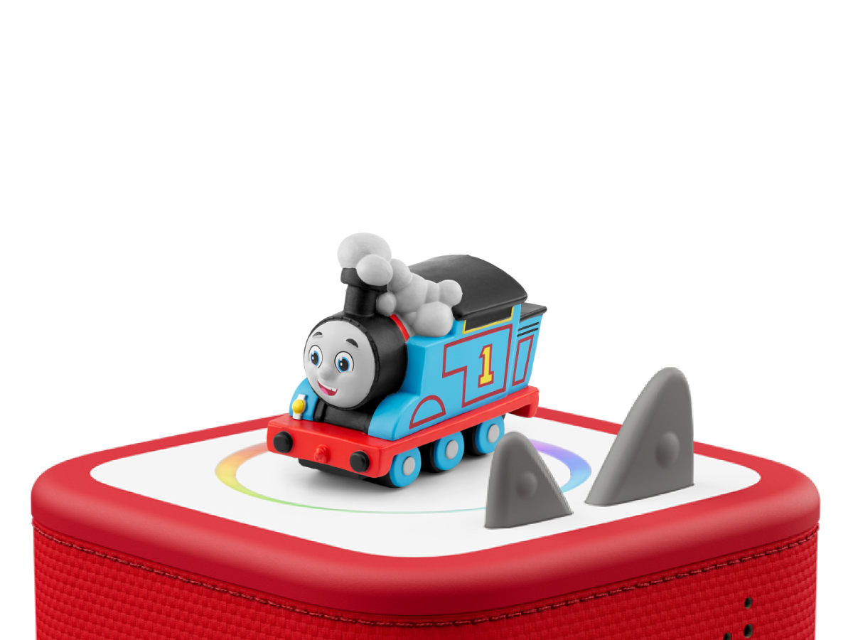 All Engines Go: Thomas the Train Tonie on a red Toniebox 2 ready to play audio stories and songs