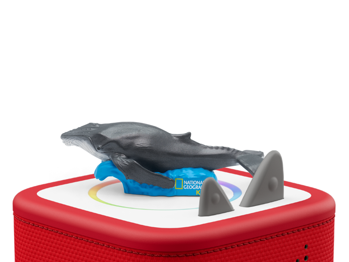 National Geographic Kids: Whale Tonie on a red Toniebox 2 ready to play audio stories and songs
